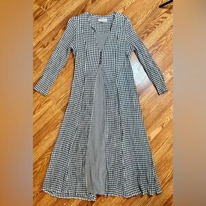 Elegant Navy and White Checkered Midi Dress